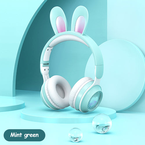 2022 New Wireless Earphones Rgb Rabbit Ears Headset With Mic Cute