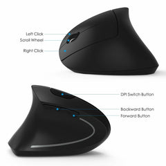 Chyi Ergonomic Vertical Mouse 2.4g Wireless Right Left Hand Computer