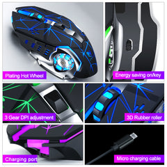 Wireless Mouse Charging Gaming Mouse Mute Backlit Mouse Mechanical